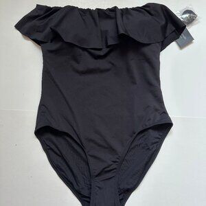 NWT $148 Kate Spade New York Off the Shoulder Ruffle One Piece Swimsuit LARGE